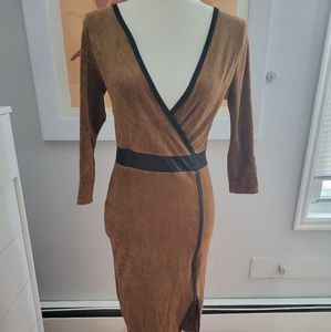 Courdroy faux leather dress